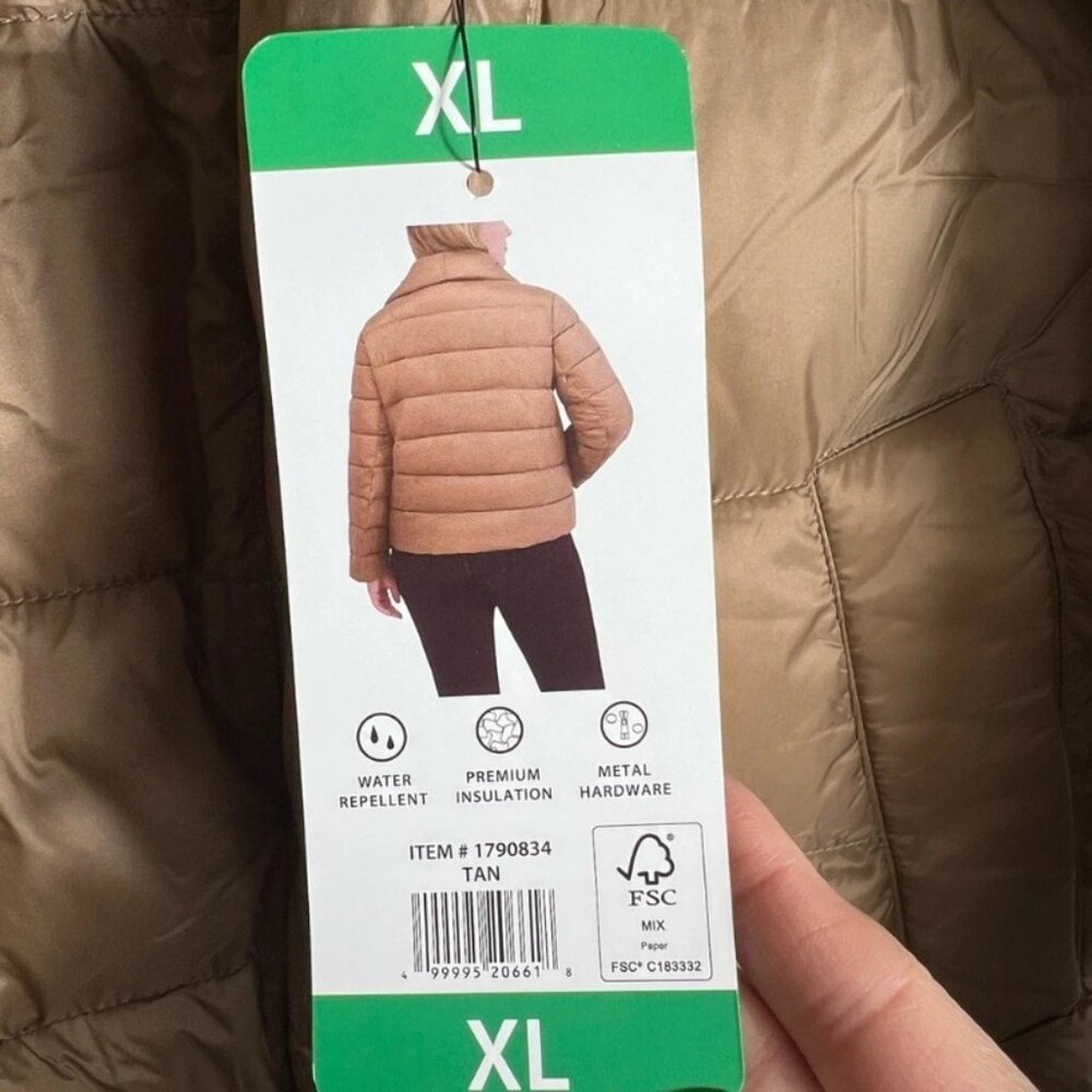 NWT Tahari Women's Asymmetrical Puffer Jacket Tan Large & Extra Large - Picture 7 of 13